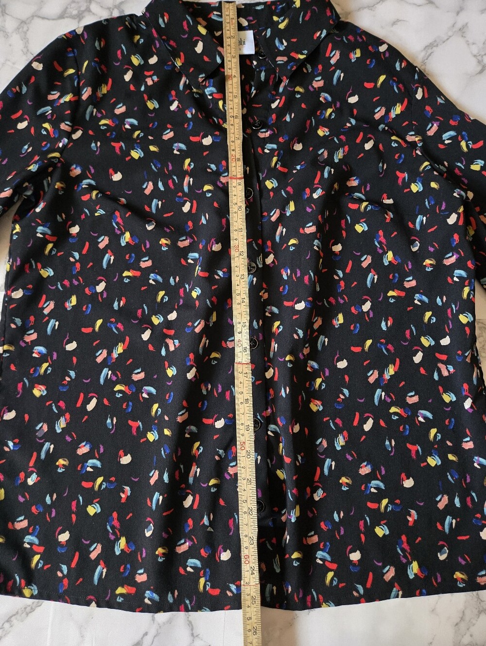 Anthropologie Cabi Black Multicolor Confetti Button-Down Blouse Shirt Small - Picture 11 of 13